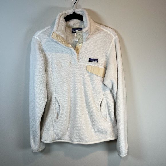 Patagonia Womens Retool Snap T Pullover Sweater Jacket Off White Pocket Sz Small - Picture 1 of 13